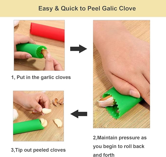 2 Set Silicone Garlic Peeler Easy Roller Tube Useful Garlic Odorfree Kitchen - Image 4