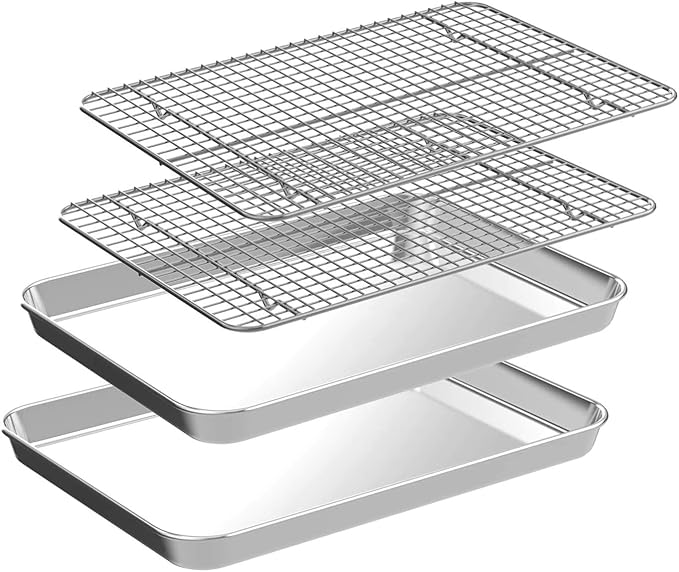 Half Sheet Pans with Rack Set, CEKEE Stainless Half Size Large Baking Sheets by CEKEEBakingEasilyHappily