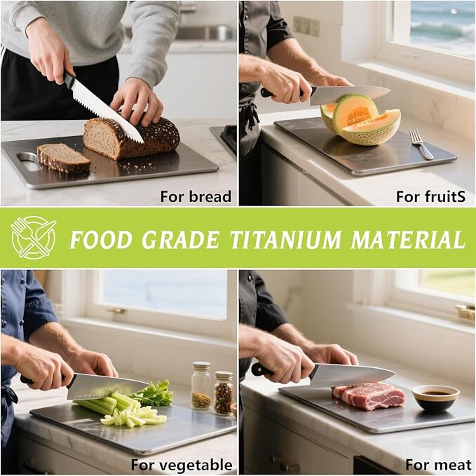 3-Pack Titanium Cutting Boards For Kitchen, 100% Pure Cut Titanium Cutting Board - Image 6