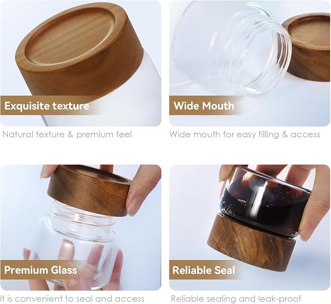 6-Pack 4 fl oz Stackable Airtight Glass Jars – Small Mason Jars designed - Image 9