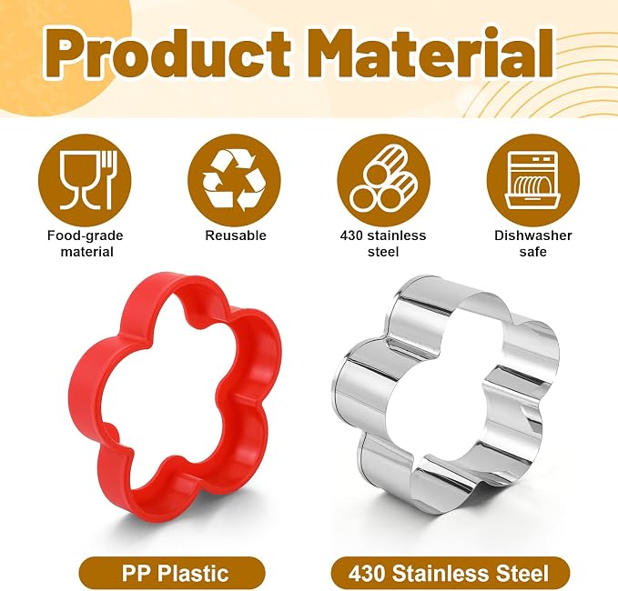 4 Pcs Flower Cookie Cutter Set, Stainless Steel Flower Biscuit Cutters - Image 3