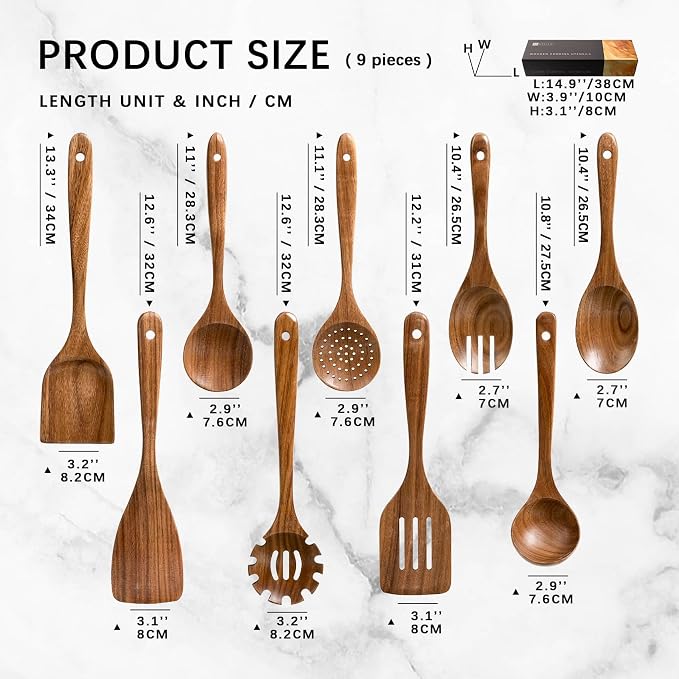 Wooden Spoons for Cooking, Nonstick Cooking Utensil Set - Image 2