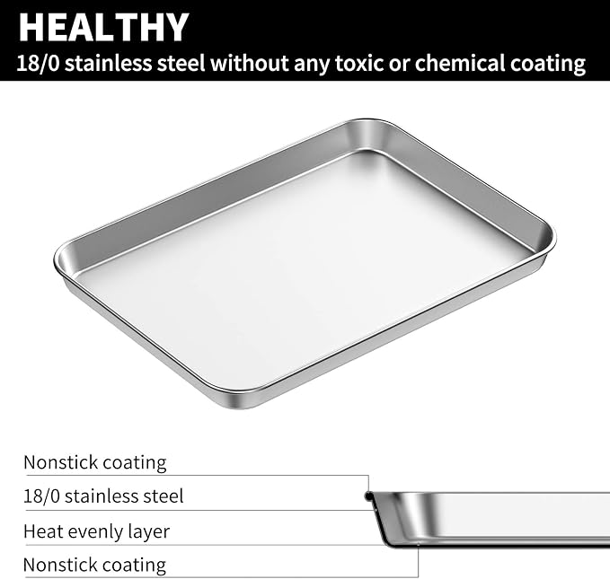 Baking Sheets 2 Pieces, Bastwe Cookie Sheets Set Stainless Steel Baking Pans - Image 2