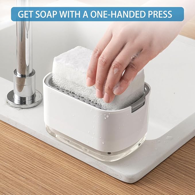 RUFCRIL Soap Pump Dispenser and Sponge Holder, 10oz / 300ml Dish Soap Dispenser - Image 4