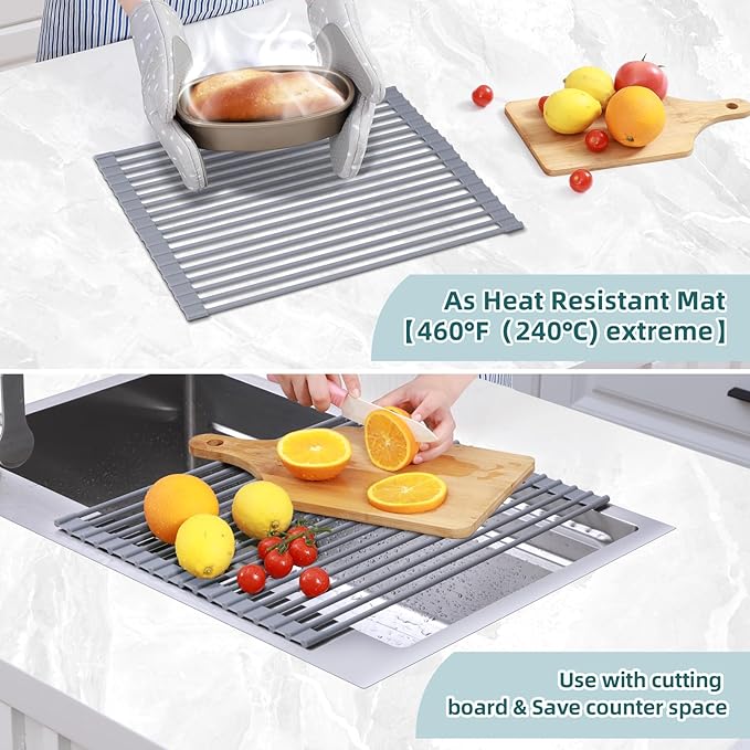 Ohuhu Roll Up Dish Drying Rack, Over The Sink Multipurpose Roll-Up Dish Racks - Image 4