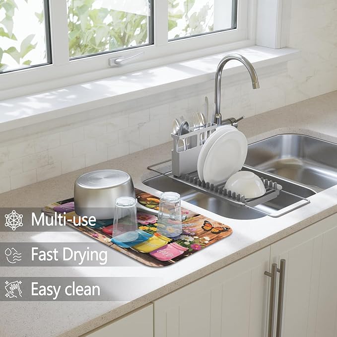Dish Drying Mat for Kitchen Counter 2 Pack - Image 2