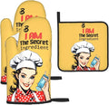 Cute Yellow Retro Chef Humorous Oven Mitts & Pot Holders Set of 3, Heat by Unknown