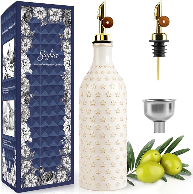 Ceramic Olive Oil Dispenser Bottle by Suybur