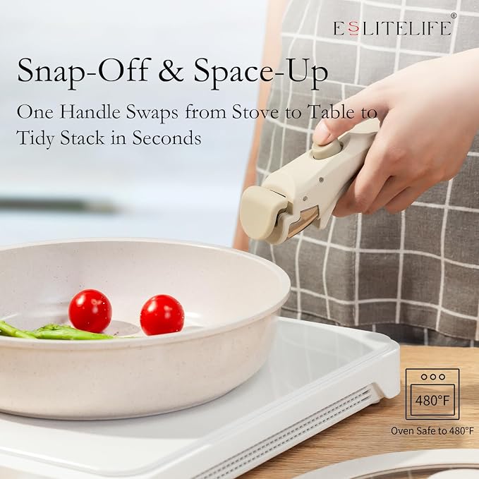 ESLITE LIFE Nonstick Ceramic Frying Pans Skillets Set - Image 4