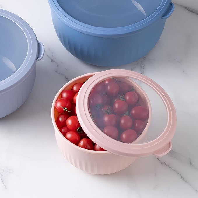 COOK WITH COLOR Prep Bowls with Lids- Wide and Deep Nesting Plastic Small - Image 4