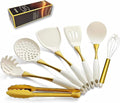 Elegant White Gold Silicone Cooking Utensils Set by Unknown