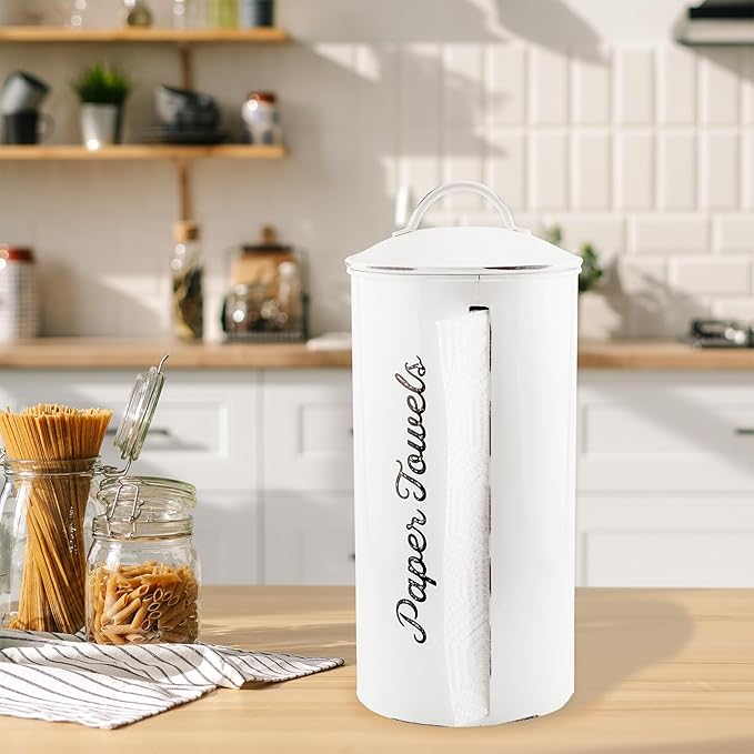 AuldHome Design Farmhouse Paper Towel Holder; Rustic Enamelware Countertop - Image 3