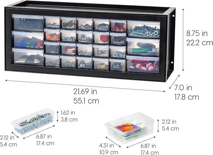 IRIS USA Plastic Storage Drawers, Made in USA, 26-Drawer Organizer, Stackable - Image 3