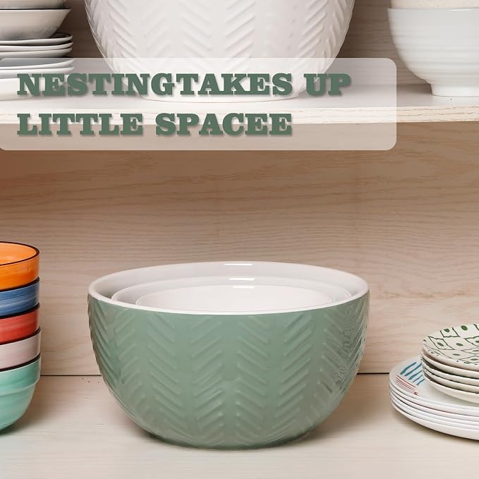 HAPPY KIT Ceramic Mixing Bowls Set, Serving Bowls Set - Image 7