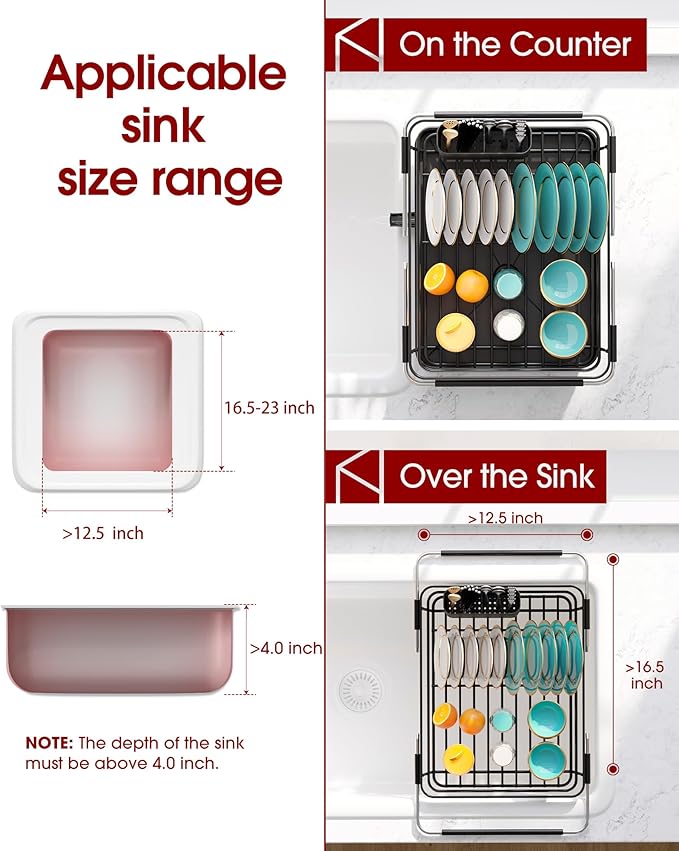 Sakugi Extendable Dish Drying Rack Over Sink - Image 5