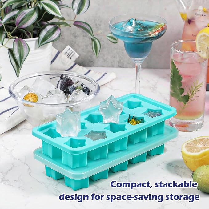 Webake Star Ice Cube Tray with Lid, 2 Packs Silicone Star Ice Molds - Image 4
