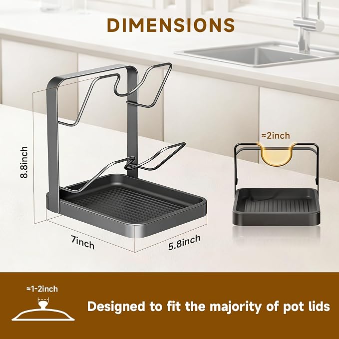 Kitchen Pot Lid Storage Rack, 2-Tier Lids Holder - Image 4