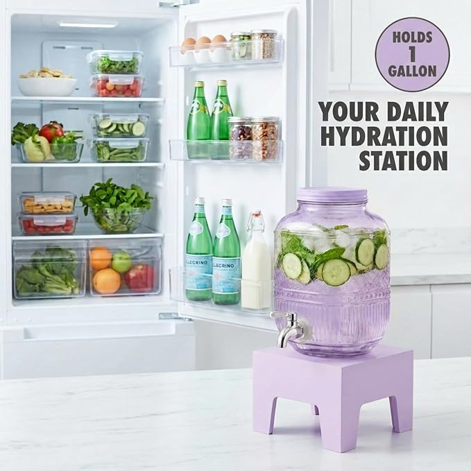 Beverage Dispenser 1 Gallon, Glass Drink Dispenser - Image 6