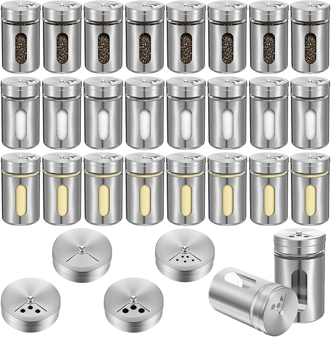 24 Pcs Stainless Steel Spice Jars by Tolare