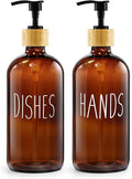 2 Pack Soap Dispenser, 17 Oz Refillable Glass Soap Dispenser by Kaishun