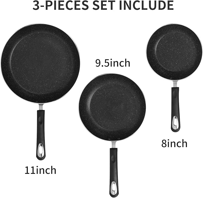 Frying Pan 3-Piece Set, Nonstick Skillet Set - Image 3