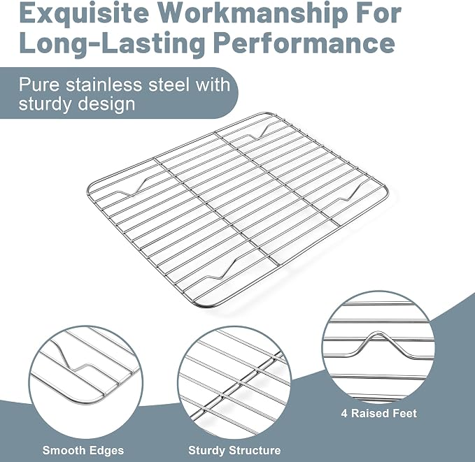 TeamFar Cooling Rack, 9.75” x 7.5” Stainless Steel Wire Baking Rack - Image 3