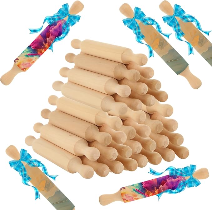 WOPPLXY 50 Pcs Mini Rolling Pin, 5.5 Inches Wooden Rolling Pins, Mini Rolling by WopplxyUS
