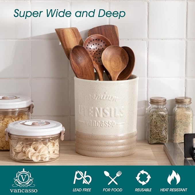 vancasso Sabine Utensil Holder, 7.2" Large Utensil Crock - Image 4