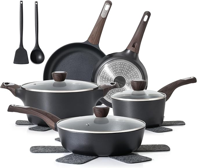 SENSARTE Pots and Pans Set Non stick, Non toxic Healthy Induction Cookware Sets by SENSARTE