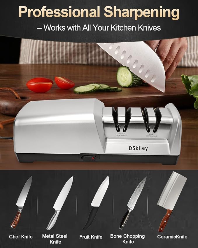 Electric Knife Sharpener for Kitchen – Professional 2-Stage 100% Diamond System - Image 5