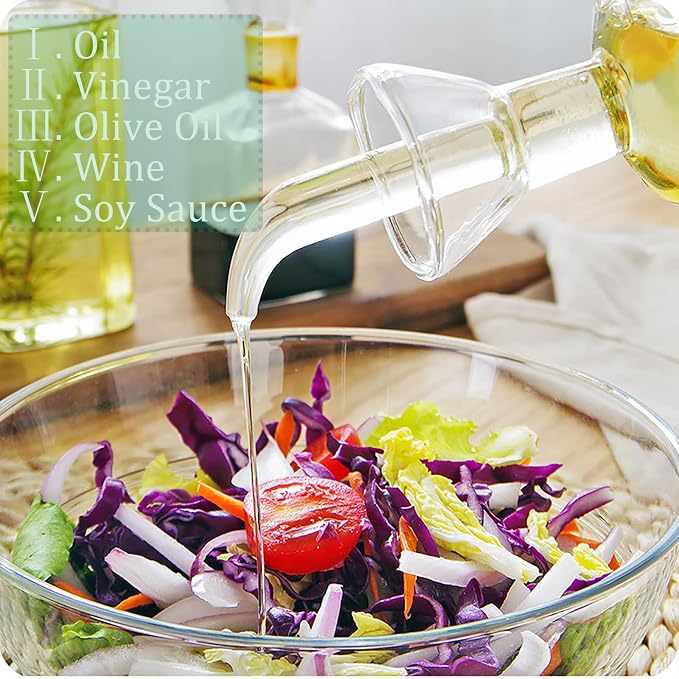 Yesland 2 Pack Olive Oil Bottle - 17 Oz Glass Oil Dispenser Vinegar Cruet - Oil - Image 8