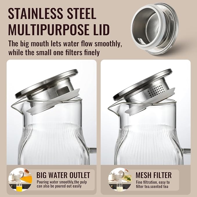 2 Liter/68 oz Square Glass Pitcher - Image 5