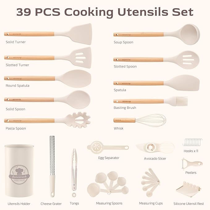 Astercook Kitchen Utensils set, 446°F Heat Resistant Food Grade Utensil Sets - Image 2