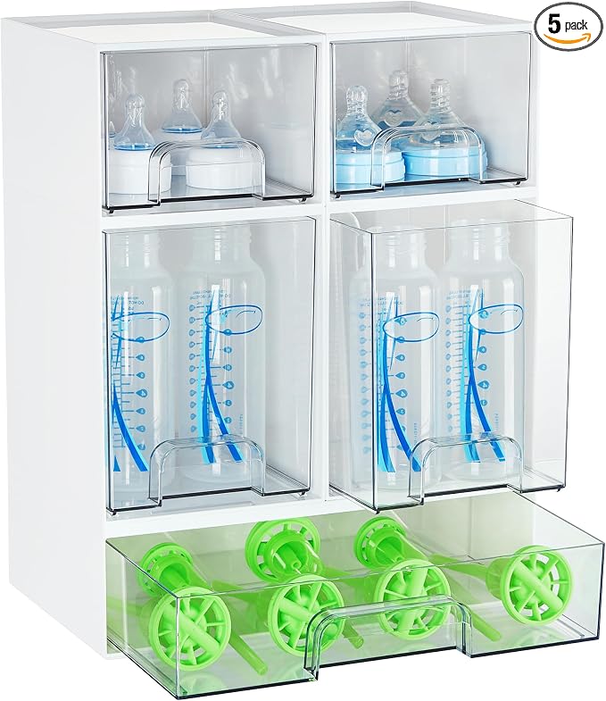 Vtopmart Stackable Storage Drawers Set of 5, Plastic Organizer Bins by Vtopmart