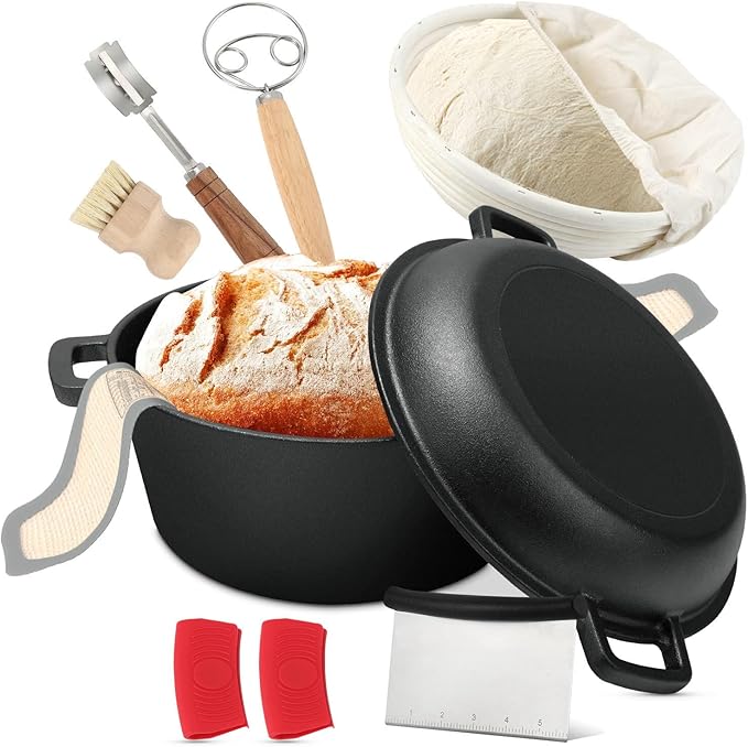 Cast Iron Dutch Oven for Bread Baking, 5 Qt Sourdough Dutch Oven by Fuairmee