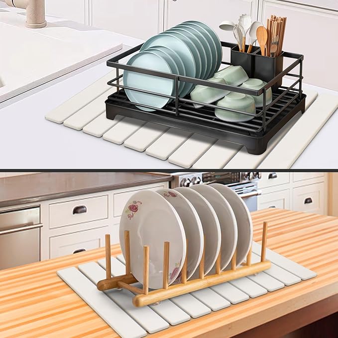 Large Stone Dish Drying Mat for Kitchen Counter, Eco-Friendly Diatomaceous - Image 4