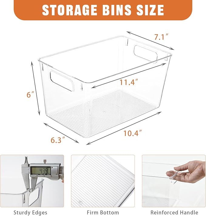 Freebat 12 Pack Large Clear Plastic Storage Bins, Plastic Containers - Image 2
