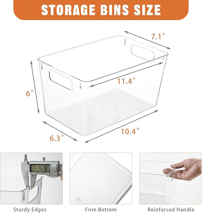 Freebat 6 Pack Large Clear Plastic Storage Bins, Plastic Containers - Image 2