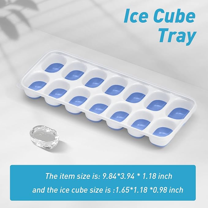 ChefAide Ice Cube Tray with Lid, 4 Packs 56 Cubes Durable Stackable Ice Cube - Image 3