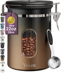 Veken Coffee Canister with Window, Airtight Stainless Steel Kitchen Food by Veken
