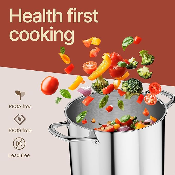 Stainless Steel Stockpot with Tempered Glass Lid 19 Quart, Durable 18/0 - Image 6