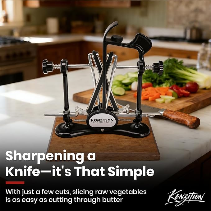 Premium Knife Sharpener with Wooden Base Ideal - Image 2