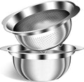 3.5QT Colander with Bowl, Rice Strainer, Stainless Steel Mixing Bowls with by STOCKPOT