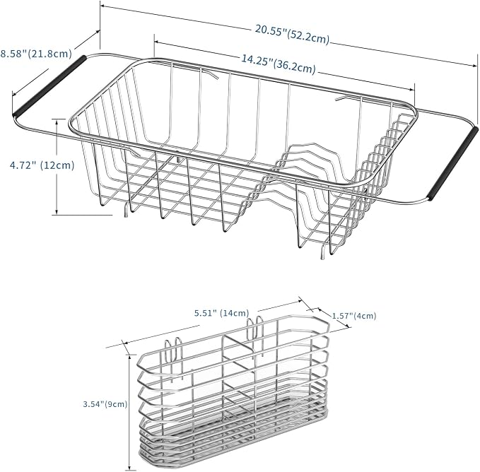 JAQ Over Sink Dish Drying Rack for Small Sink, Compact Expandable 14.25"–22.44" - Image 4