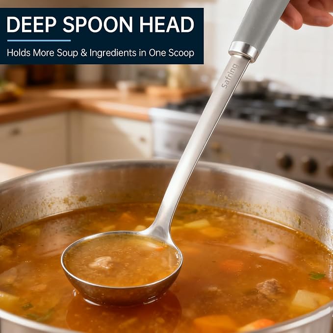 Safring Stainless Steel Soup Ladle and Spaghetti Spoon Set, Heat Resistant - Image 5