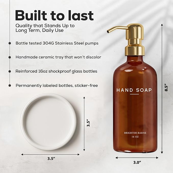 Luxury Glass Hand Soap Dispenser Bathroom Set by Brighter Barns - Image 3