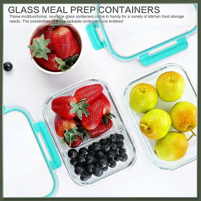 KOMUEE 10 Packs 30 oz Glass Meal Prep Containers, Glass Food Storage Containers - Image 6