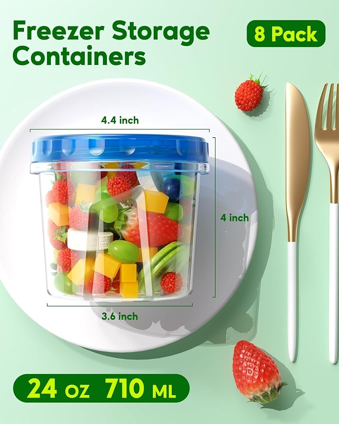 Canfanni 8 Pack-24 OZ Freezer Storage Containers, Plastic Soup Container - Image 2