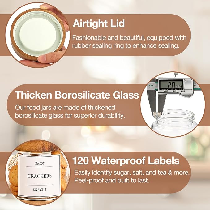 CONNOO 17oz Airtight Glass Spice Jars - Image 6