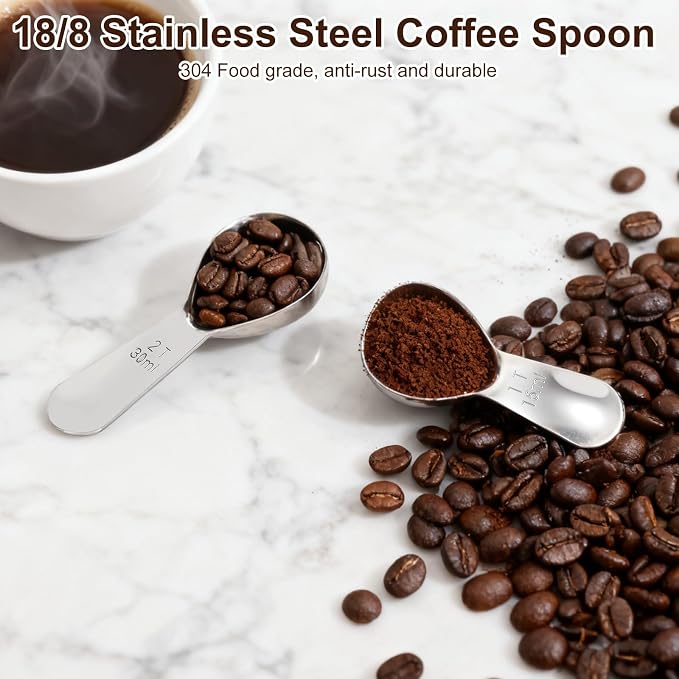 2Pcs Coffee Scoops, Premium 18/8 Stainless Steel Coffee Spoons, Tea and Powder - Image 3